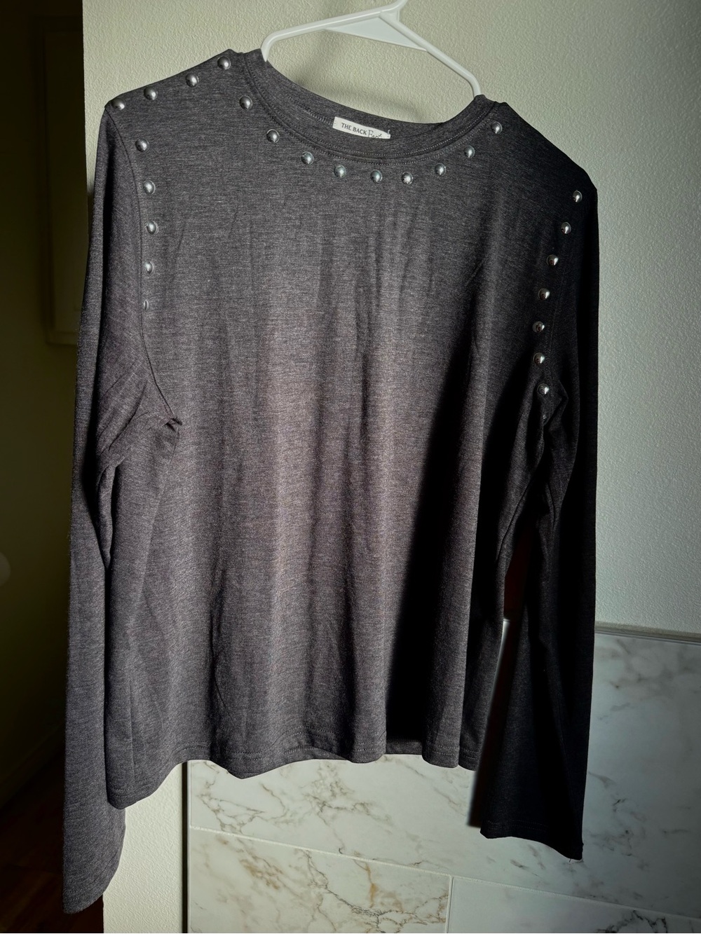 Charcoal Long-Sleeve Studded Tee
